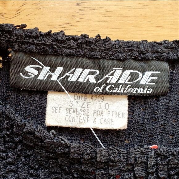 🔺️Vintage Sharade Black Crinkle Tunic/Mini Dress Size 10 - Picture 5 of 7